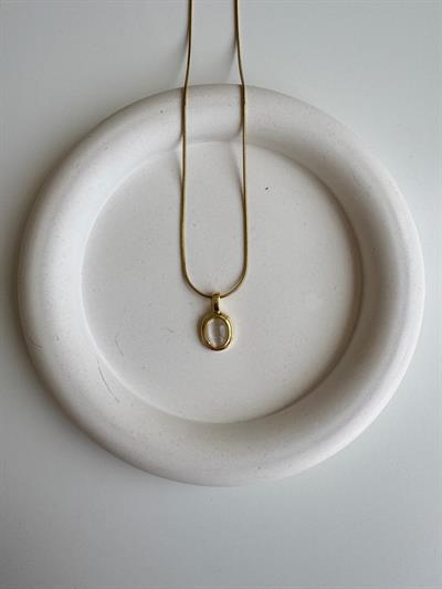 Çelik Krem Taşlı Opal Kolye