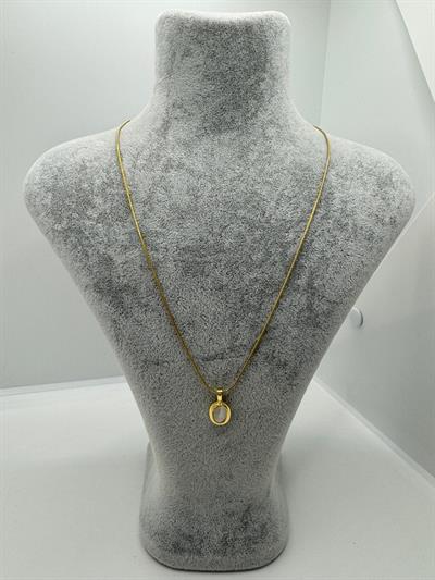 Çelik Krem Taşlı Opal Kolye