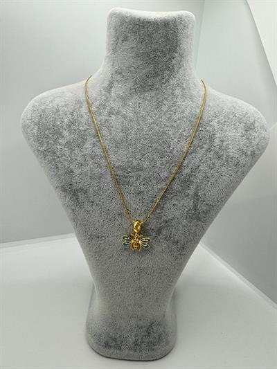 Çelik Mavi-Mor Taşlı Kelebek Kolye