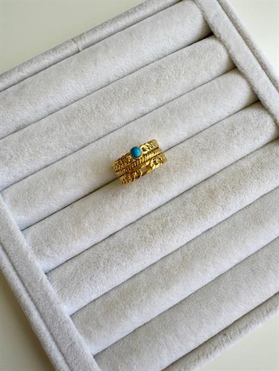 Çelik Mavi Taşlı Yüzük