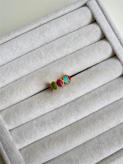 Çelik Renkli Taşlı Yüzük