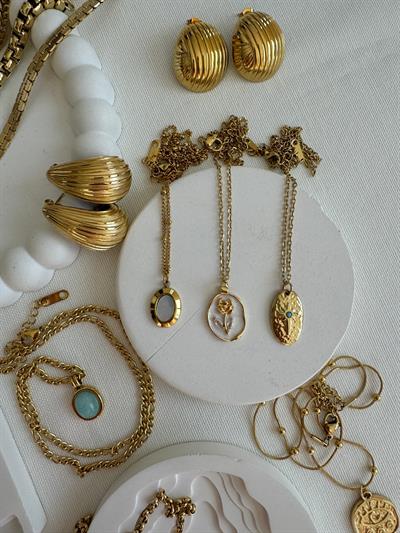 Çelik Oval Plaka Kutup Yıldızı Kolye