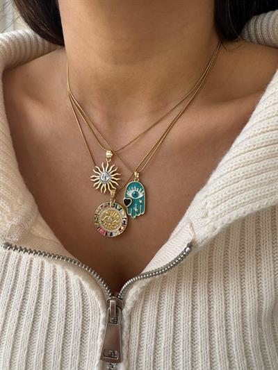 Çelik Renkli Burç Kolyesi