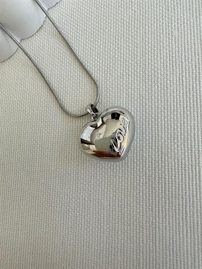 Çelik Sedefli Kalp Kolye (silver)