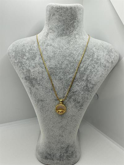 Çelik Sedefli Taşlı Göz Detaylı Kolye