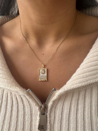 Çelik Sedefli The Sun Kolye