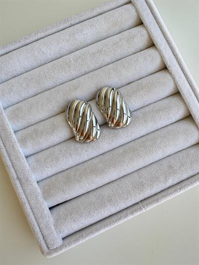 Çelik Silver Dikdörtgen Burgu Küpe