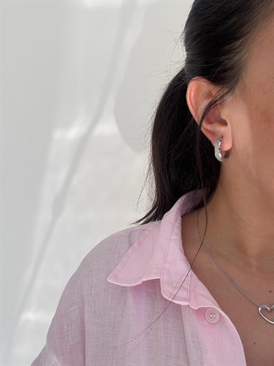 Çelik Silver Dokulu Halka Küpe