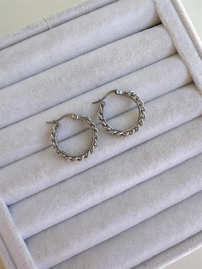 Çelik Silver Örgü Desen Küpe