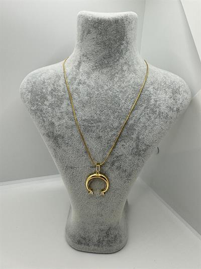 Çelik Taşlı Ay Kolye