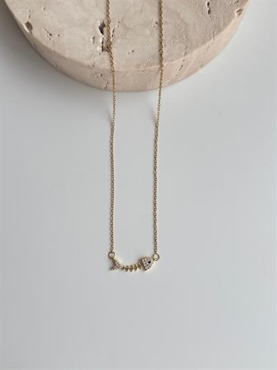 Çelik Taşlı Balık Kolye