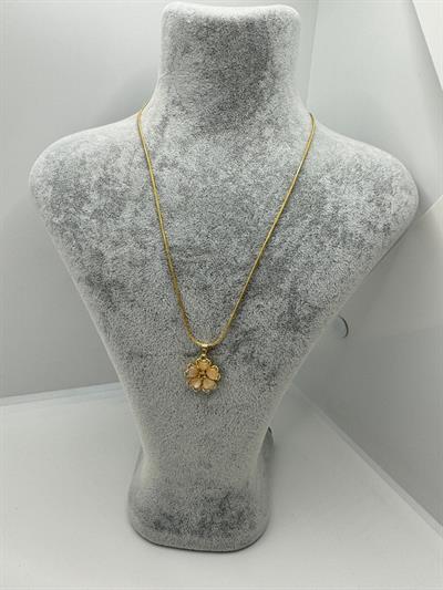 Çelik Taşlı Çiçek Kolye (gold)