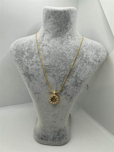Çelik Taşlı Halka Kolye (gold)