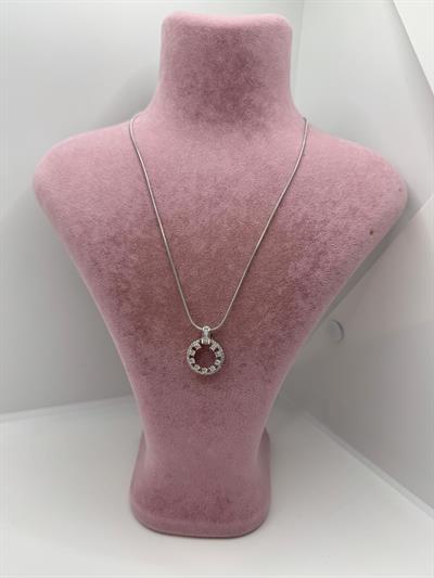 Çelik Taşlı Halka Kolye (silver)
