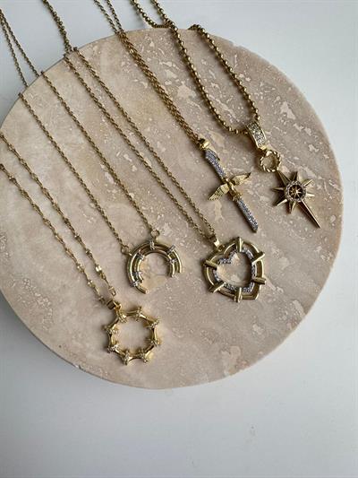 Çelik Taşlı Kalp Kolye