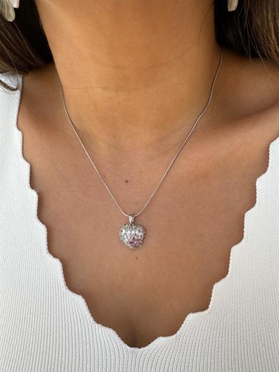 Çelik Taşlı Kalp Kolye (silver)