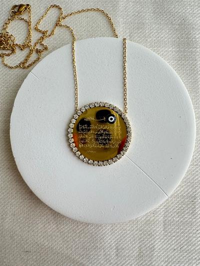 Çelik Taşlı Plaka Dua Yazılı Kolye