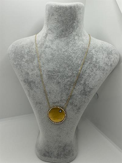 Çelik Taşlı Plaka Dua Yazılı Kolye