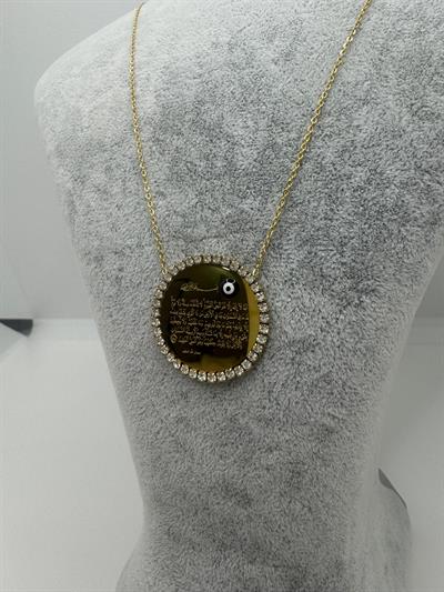 Çelik Taşlı Plaka Dua Yazılı Kolye