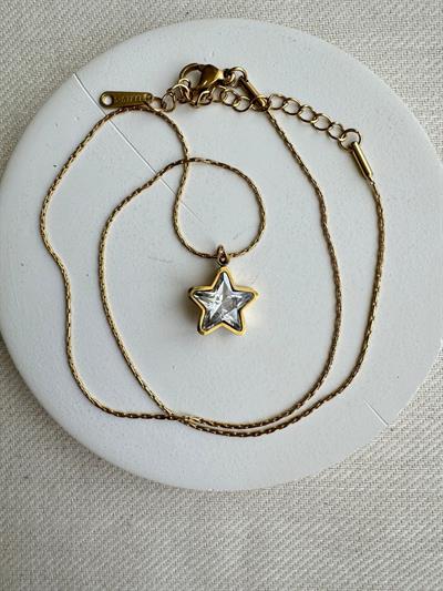 Çelik Taşlı Yıldız Kolye