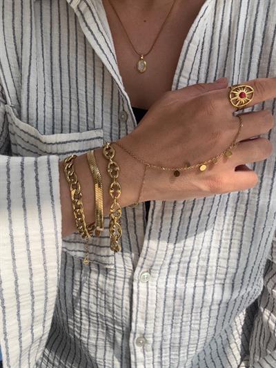 Çelik Taşlı Yuvarlak Pul Detaylı Şahmeran