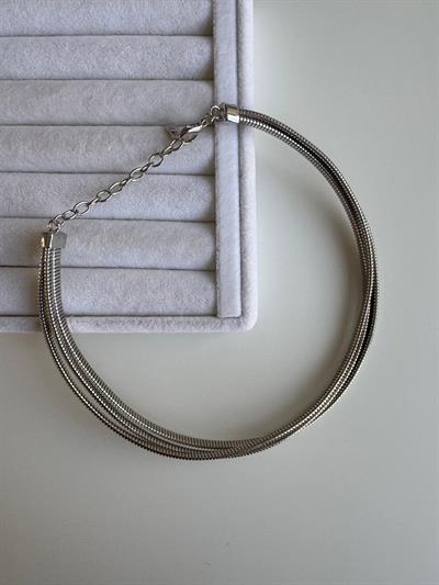 Çelik Üçlü Choker Kolye (silver)