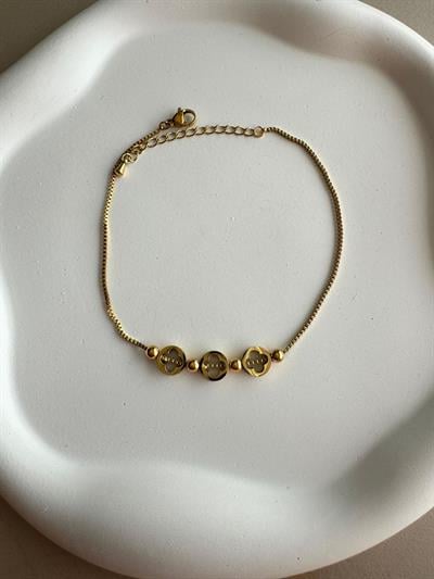 Çelik Üçlü Yonca Desenli Halhal