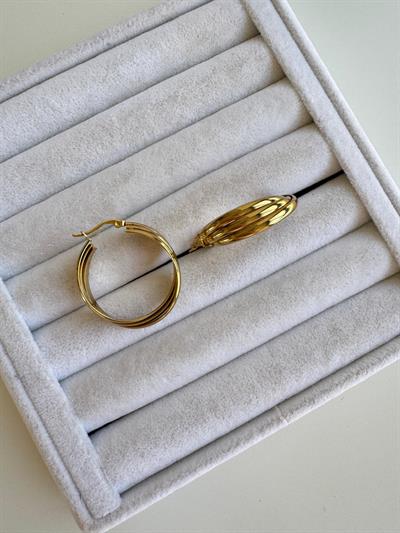 Çelik Üç Sıralı Kıvrımlı Halka Küpe