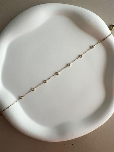 Çelik Yuvarlak Taşlı Halhal