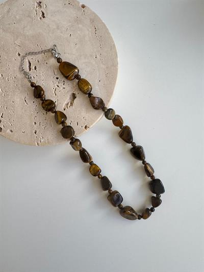 Doğal Taş Kaplan Gözü Kolye