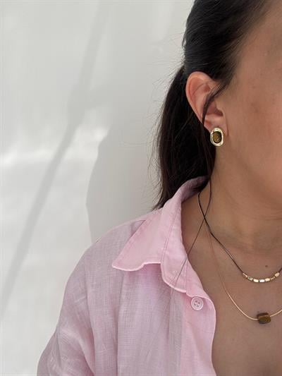 Doğal Taşlı Kaplan Gözü Küpe