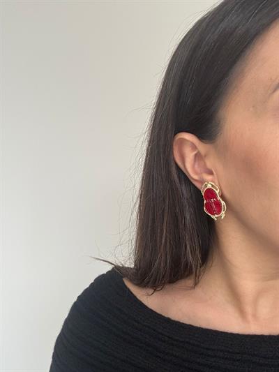 Gold Detaylı Uğur Böceği Küpe