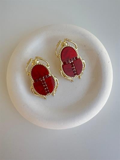 Gold Detaylı Uğur Böceği Küpe
