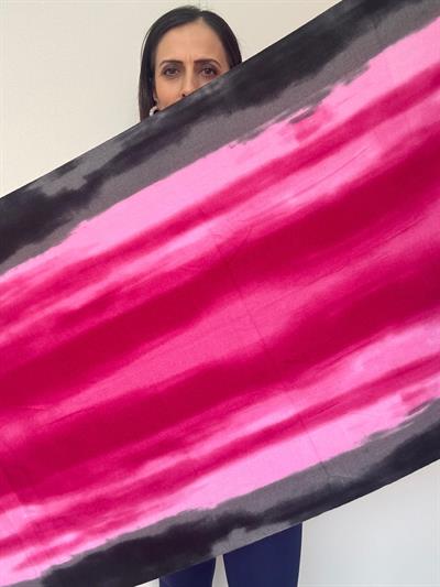 Gri-Fuşya Batik Şal