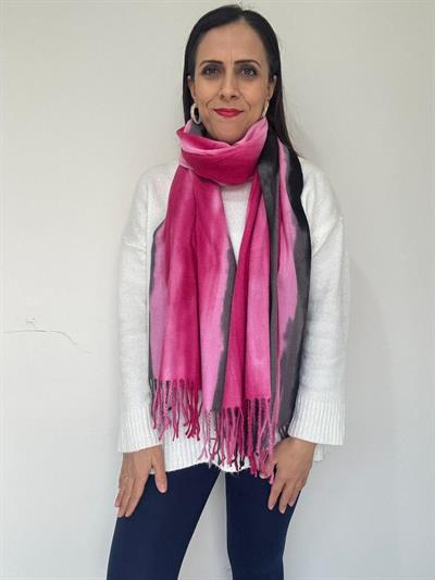 Gri-Fuşya Batik Şal
