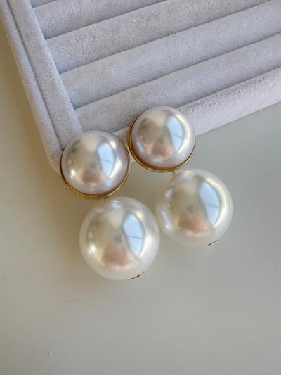 İnci İkili Top Küpe