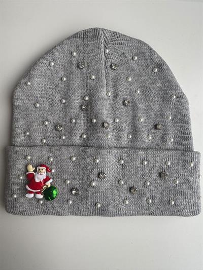 İncili Taşlı Gri Bere