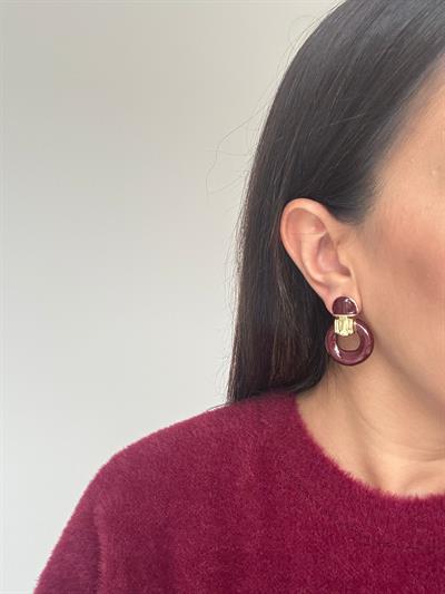 Kahverengi Halka Detaylı Küpe