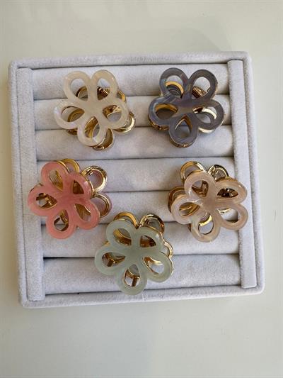 Kemik Çiçek Mandal Toka Bej