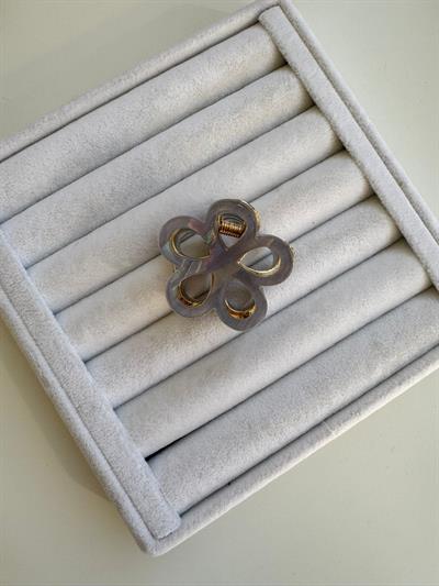 Kemik Çiçek Mandal Toka Gri