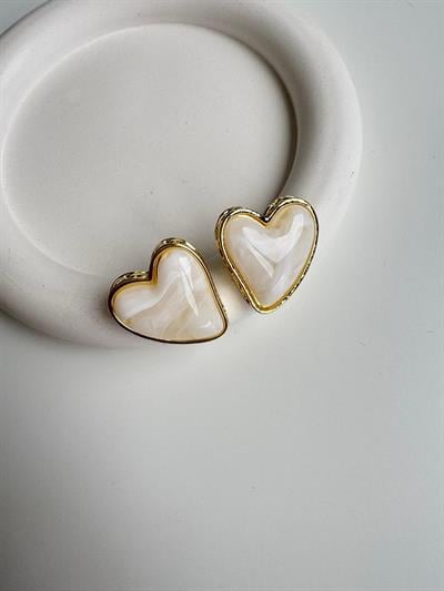 Kemik Krem Kalp Küpe