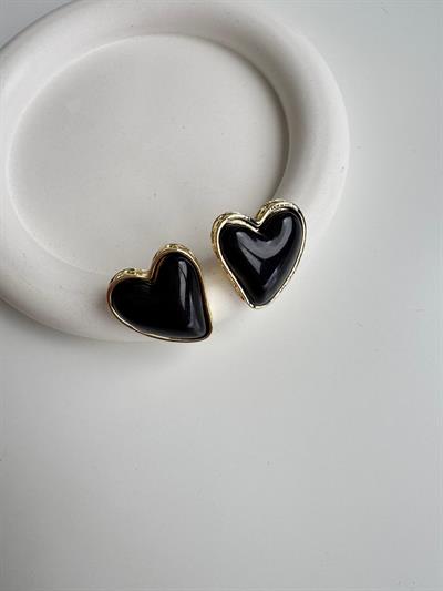 Kemik Siyah Kalp Küpe