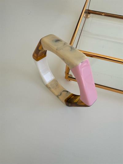 Köşeli Kemik Bilezik (pembe-krem)