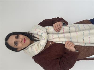 Krem Çizgili Kaşkol