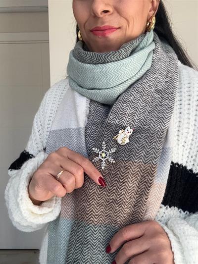 KREM-MAVİ RENK PAMUKLU ŞAL