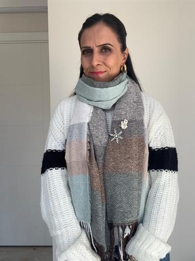 KREM-MAVİ RENK PAMUKLU ŞAL