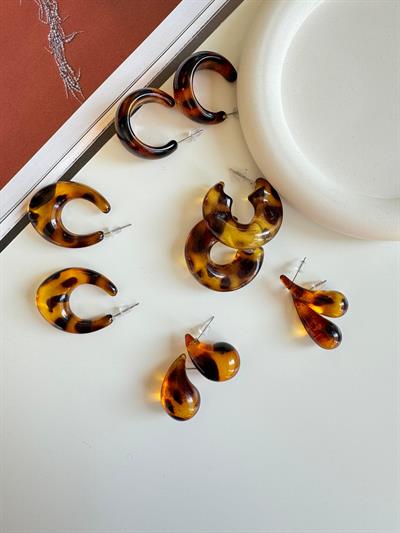 Leopar Desenli Damla Küpe (ince boy)