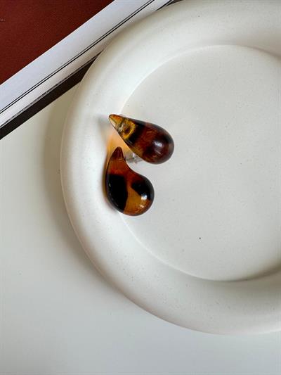 Leopar Desenli Damla Küpe 