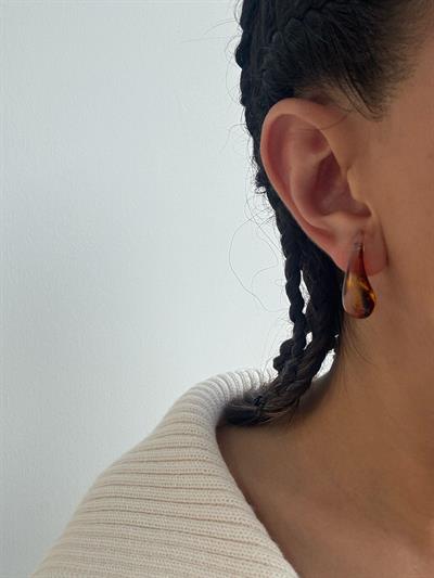 Leopar Desenli Damla Küpe (ince boy)