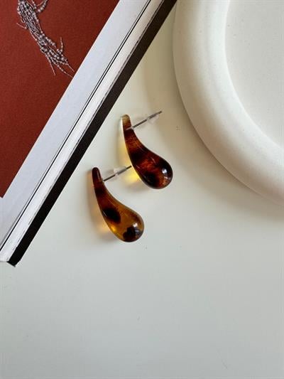 Leopar Desenli Damla Küpe (ince boy)